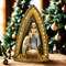 Joseph Studio 9.0 Inch Lighted Layered Holy Family Christmas Figurine , Eco Friendly Christmas Decor Arch Stable Scene